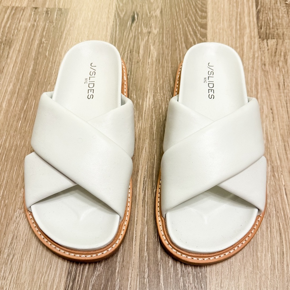 NEW J/SLIDES ROLAND SANDAL WHITE LEATHER - Picture 4 of 7